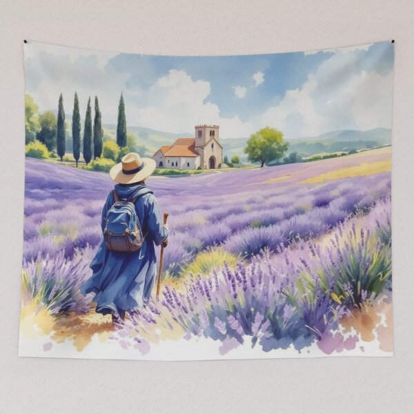 Item preview, Pilgrim crossing a lavender field (Provence) designed and sold by jefboutique6150.