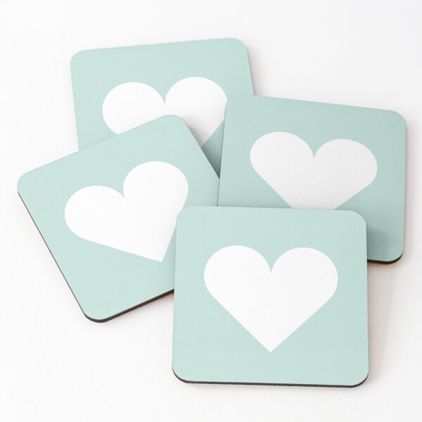 Item preview, Single WHITE LOVE HEART on a MINT GREEN Background designed and sold by RachelMacht.