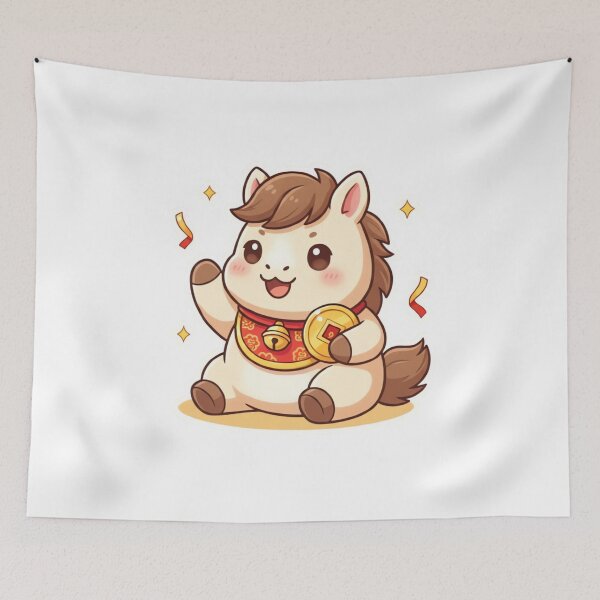 Item preview, Lucky Beckoning Horse Maneki Neko Style Good Fortune designed and sold by ARTReMi.