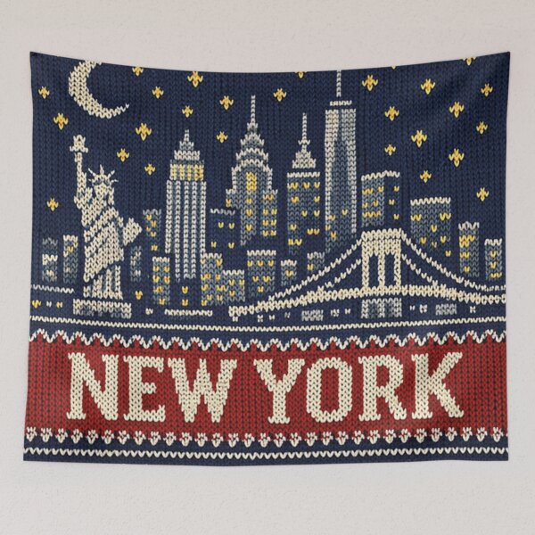 Item preview, New York City Skyline – Retro Ugly Christmas Sweater Design designed and sold by Mauswohn.