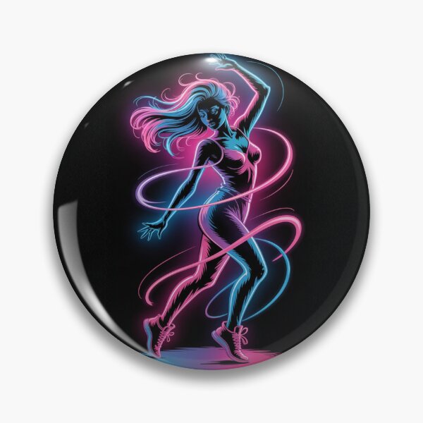 Item preview, Neon dancer with fluid movement: bright cybernetic art, retro female silhouette of 80s synthwave designed and sold by FusiTink.