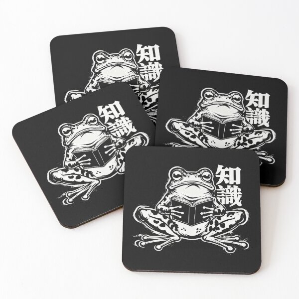 Item preview, Wise Frog Reader – Black and White Kanji Art designed and sold by PixelSkull83.
