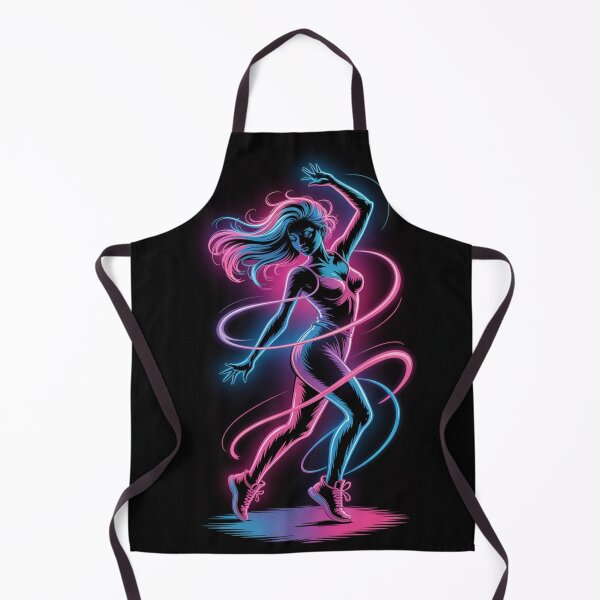 Item preview, Neon dancer with fluid movement: bright cybernetic art, retro female silhouette of 80s synthwave designed and sold by FusiTink.