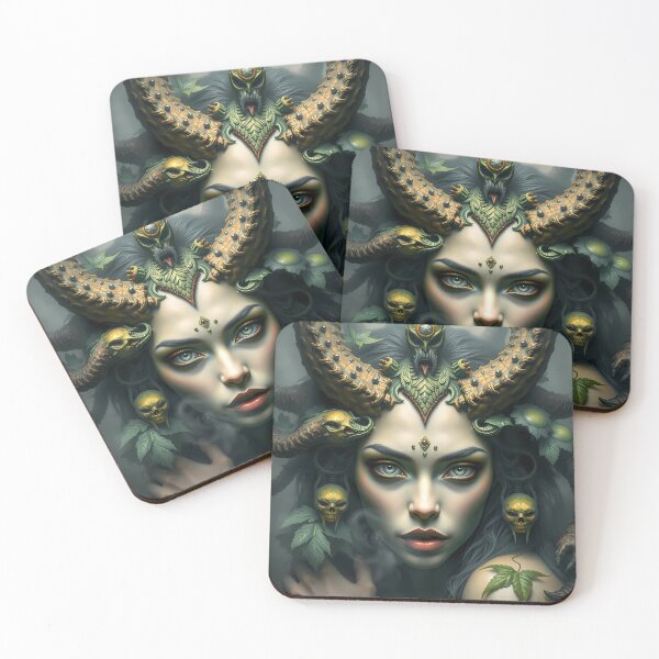 Item preview, Forest Demon Queen - Dark Gothic Fantasy Horned Goddess designed and sold by ArtMorphStudio.