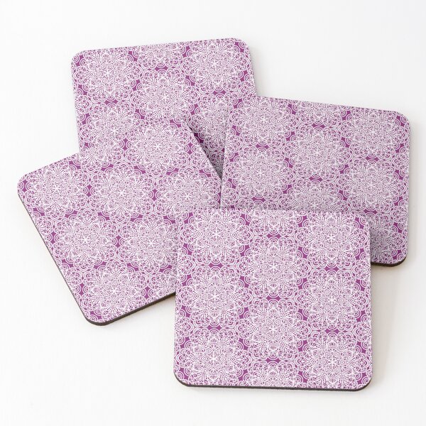 Item preview, Seamless White Mandala Floral Lace Pattern on Purple Background designed and sold by Ivalyn-Design.