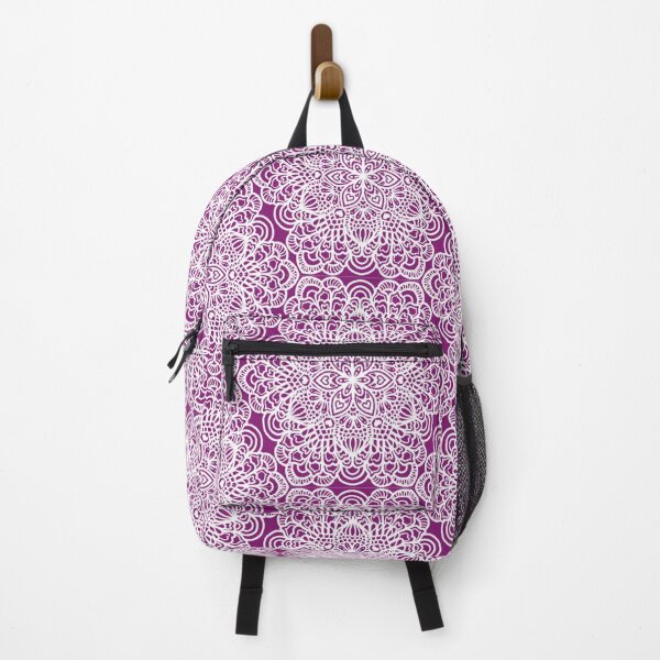 Item preview, Seamless White Mandala Floral Lace Pattern on Purple Background designed and sold by Ivalyn-Design.