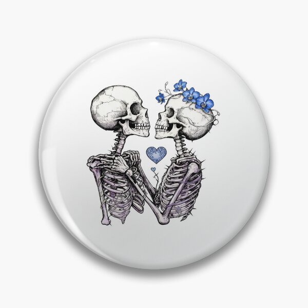 Item preview, Skeleton Love – Gothic Skeleton Couple with Blue Flowers & Heart designed and sold by truongloc246.