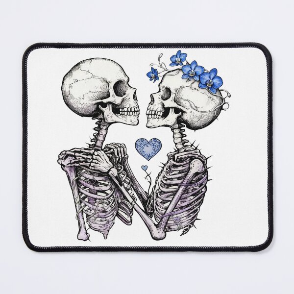 Item preview, Skeleton Love – Gothic Skeleton Couple with Blue Flowers & Heart designed and sold by truongloc246.