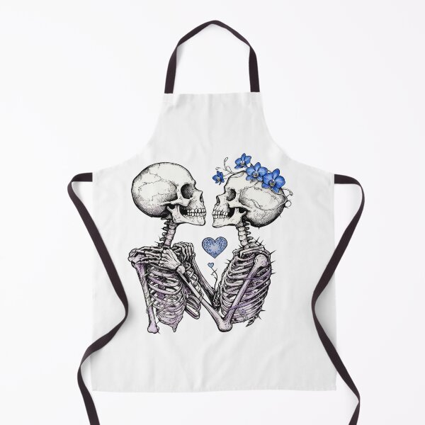 Item preview, Skeleton Love – Gothic Skeleton Couple with Blue Flowers & Heart designed and sold by truongloc246.