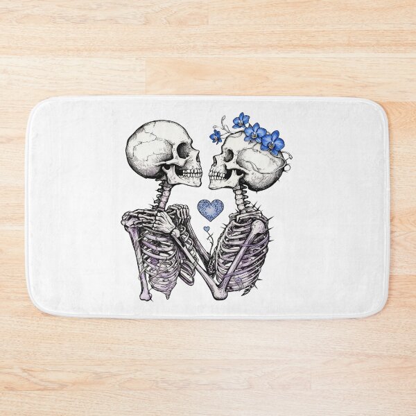 Item preview, Skeleton Love – Gothic Skeleton Couple with Blue Flowers & Heart designed and sold by truongloc246.