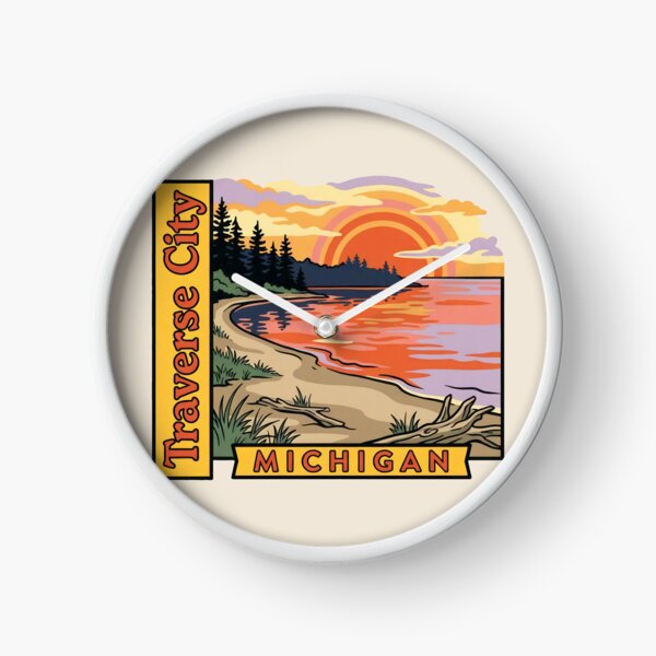 Item preview, Traverse City Michigan - Vintage Lake Michigan Sunset Design designed and sold by TheOldMittenIllustrated.