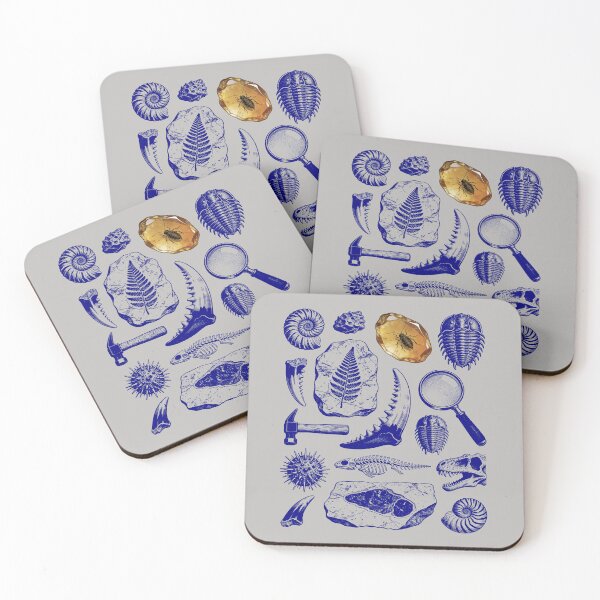 Item preview, Navy Blue Fossil Blueprint - Ancient Marine Life designed and sold by DigitalGlade.