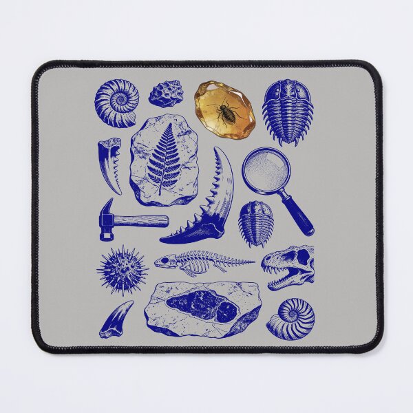 Item preview, Navy Blue Fossil Blueprint - Ancient Marine Life designed and sold by DigitalGlade.
