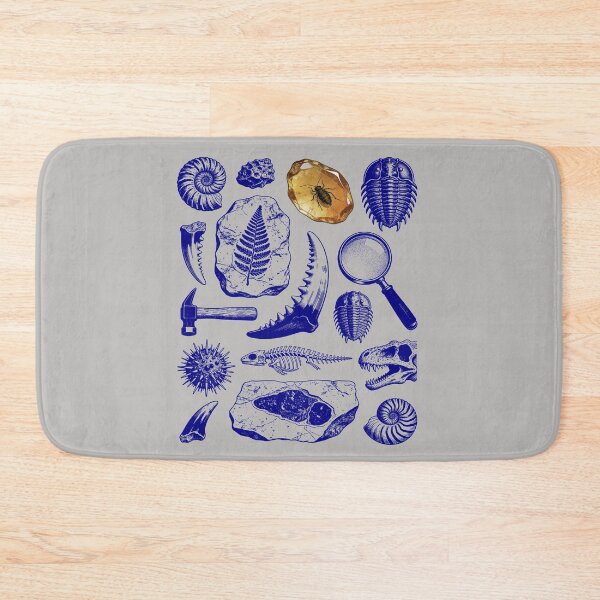 Item preview, Navy Blue Fossil Blueprint - Ancient Marine Life designed and sold by DigitalGlade.