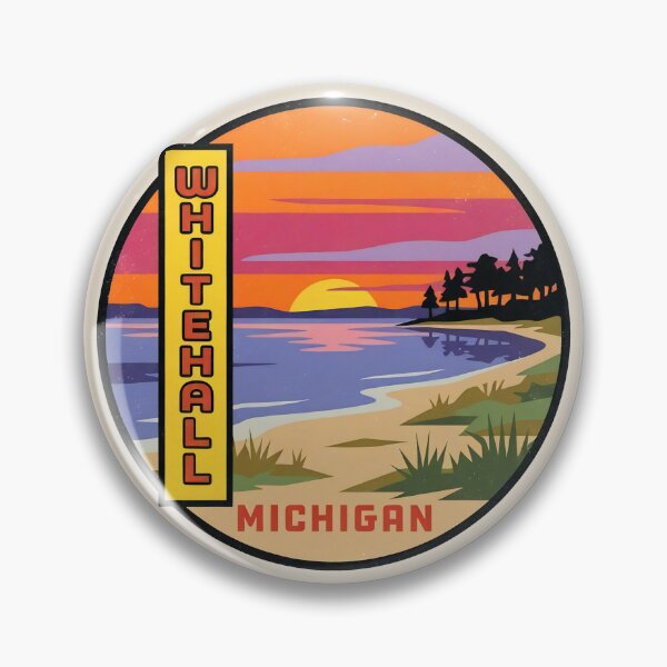 Item preview, Whitehall Michigan - Vintage Lake Michigan Sunset Design designed and sold by TheOldMittenIllustrated.