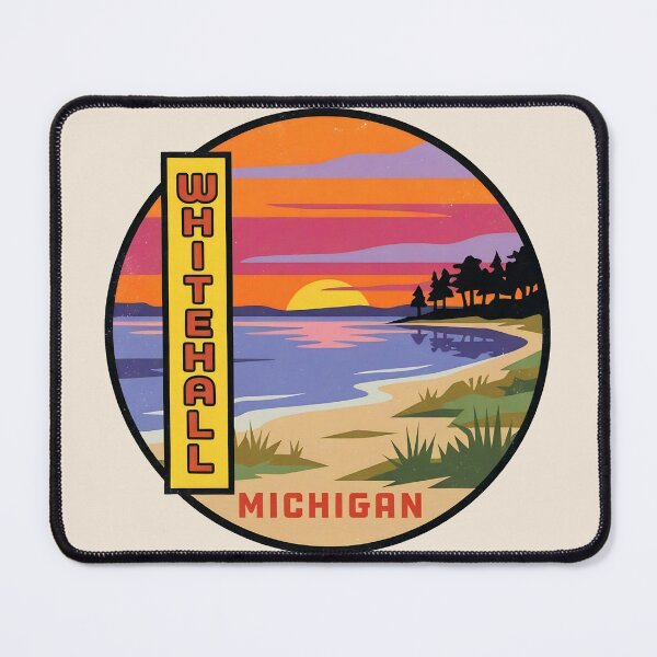 Item preview, Whitehall Michigan - Vintage Lake Michigan Sunset Design designed and sold by TheOldMittenIllustrated.