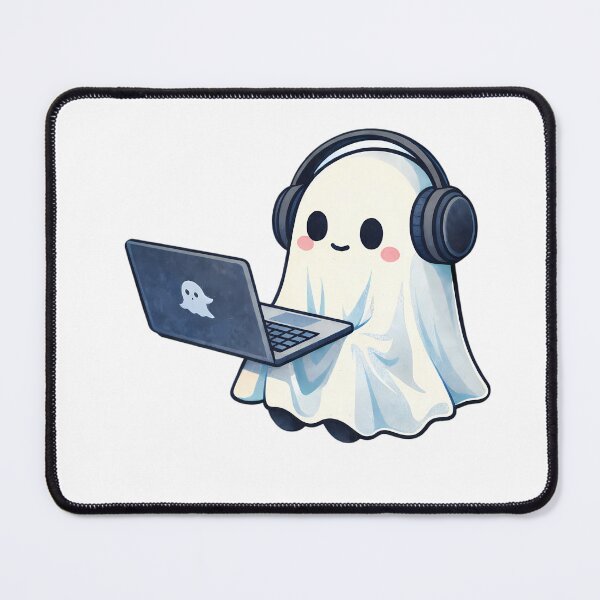 Item preview, Cute Gamer Ghost with Laptop and Headphones designed and sold by yPaladino432.