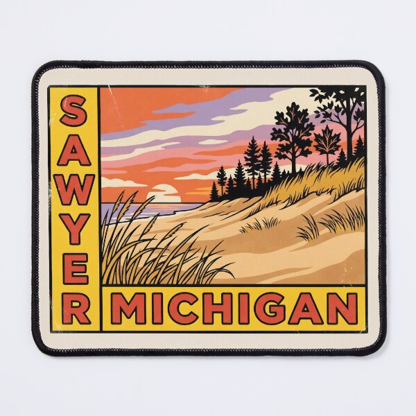 Item preview, Sawyer Michigan - Vintage Lake Michigan Sunset Design designed and sold by TheOldMittenIllustrated.