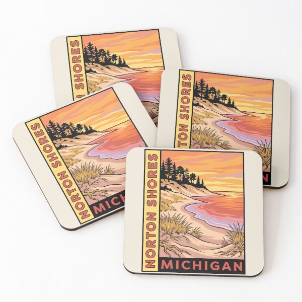 Item preview, Norton Shores Michigan - Vintage Lake Michigan Sunset Design designed and sold by TheOldMittenIllustrated.