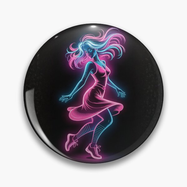 Item preview, Neon Pulse Dancer: Luminous retro futuristic girl with cybernetic energy design designed and sold by FusiTink.