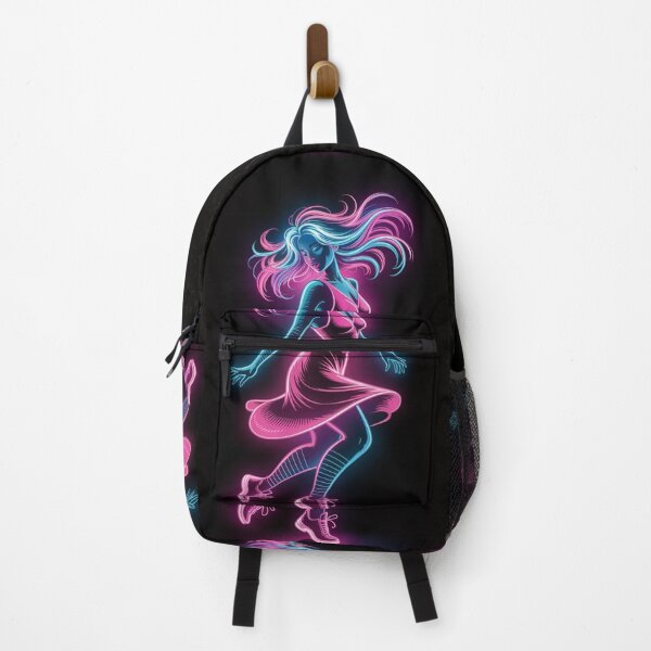 Item preview, Neon Pulse Dancer: Luminous retro futuristic girl with cybernetic energy design designed and sold by FusiTink.