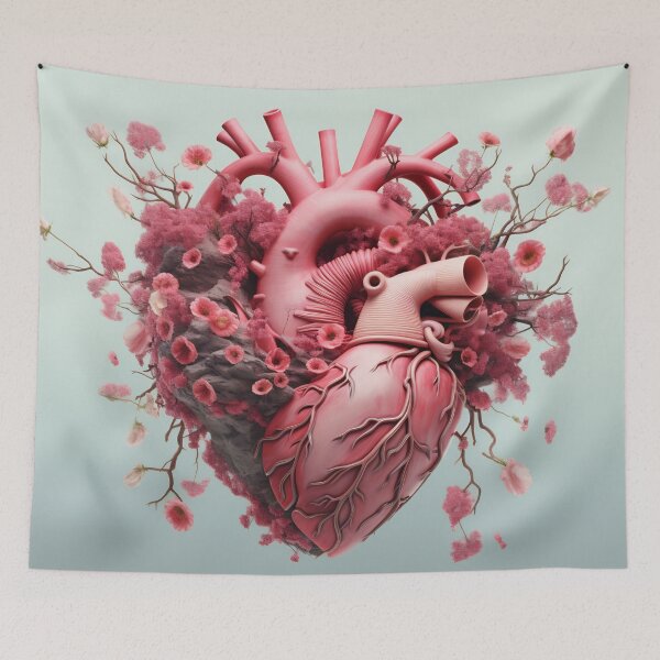 Item preview, Nature's Embrace: 3D Human Heart with Blossoms. Valentines day card. Anatomical heart with flowers. designed and sold by anytka.