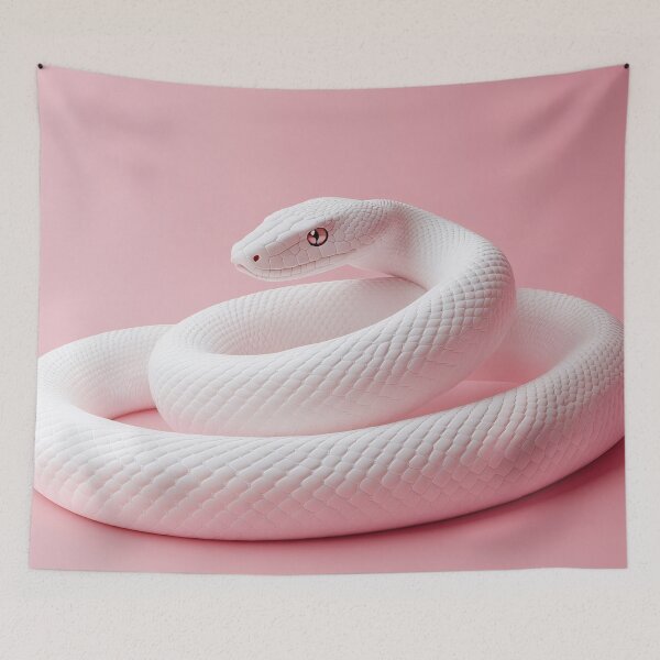 Item preview, White snake on pink background designed and sold by anytka.