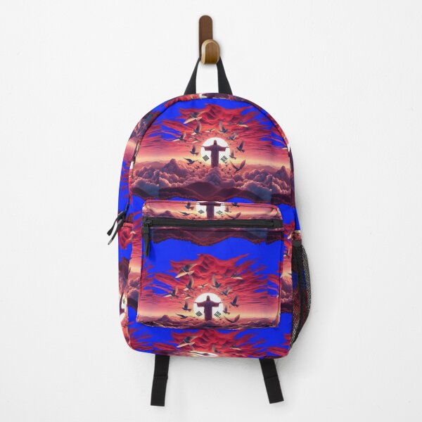 Item preview, Jesus Silhouette in Crimson Sunset Sky – Cute 3D Bird Formation Art with Korea Flag , designed and sold by PaintMeWorld.