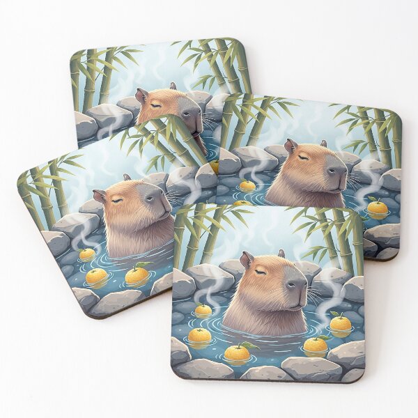 Item preview, Japanese Onsen Capybara Art Relaxing Yuzu Bath designed and sold by SholoStudio.