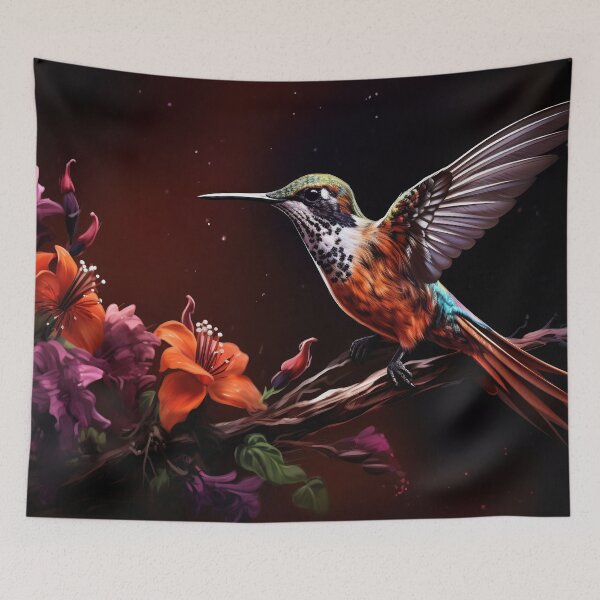 Item preview, Ethereal Hummingbird Amidst Blooms designed and sold by anytka.