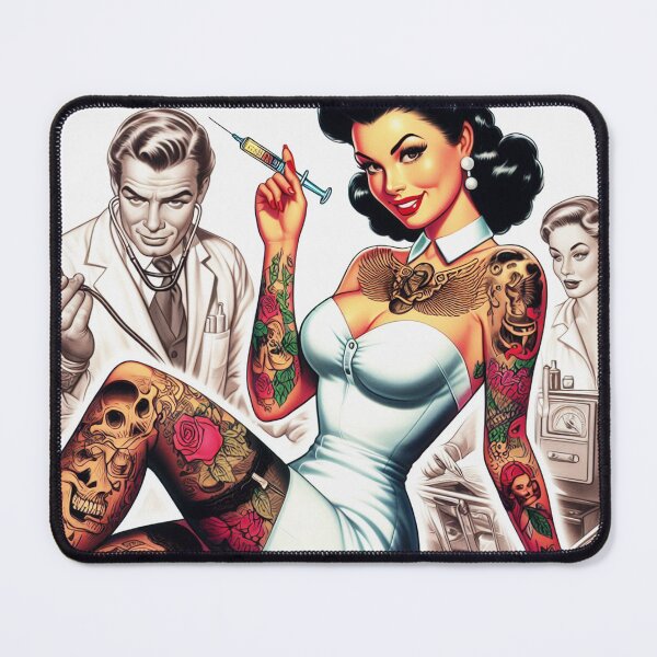 Item preview, Retro Tattooed Nurse Girl designed and sold by PulpVintage.