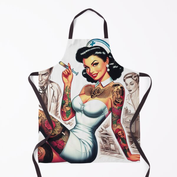 Item preview, Retro Tattooed Nurse Girl designed and sold by PulpVintage.