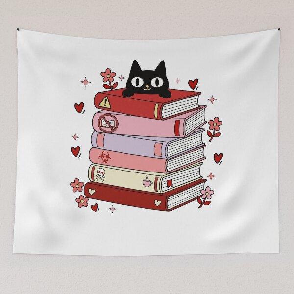 Item preview, Valentine's Day Cat Books Cat Lover designed and sold by MerchDeviant.
