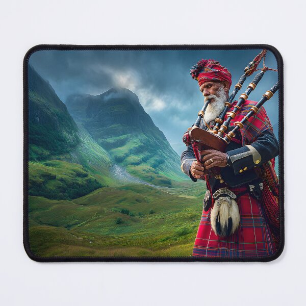 Item preview, Scottish Bagpiper in Stunning Mountain Landscape designed and sold by Artessie.