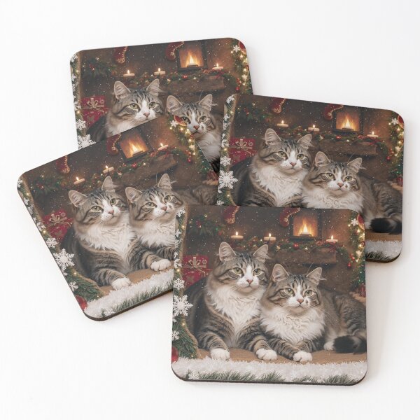 Item preview, Tabby Cats in Christmas Grotto designed and sold by aykiradesigns.