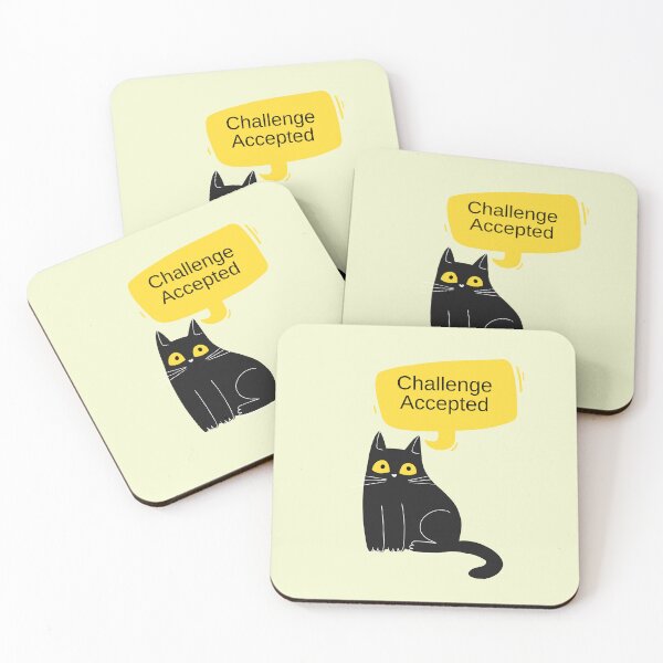 Item preview, Challenge Accepted – Cute Black Cat Motivational Design designed and sold by Giota29.