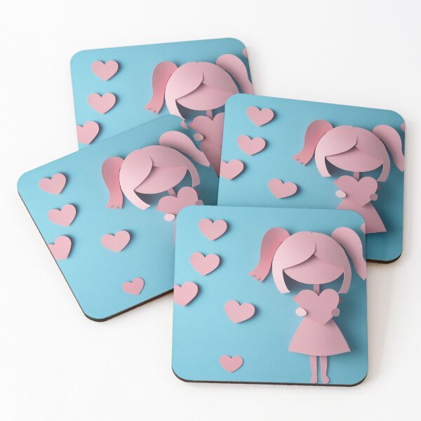 Item preview, Girl with heart on blue bg designed and sold by anytka.