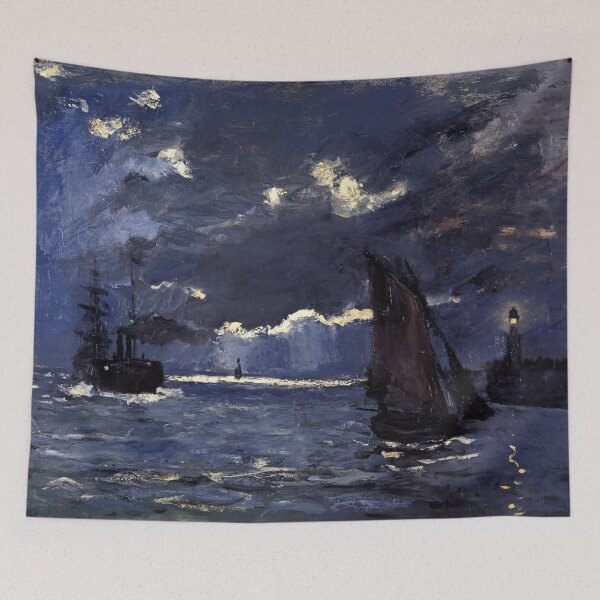 Item preview, A Seascape Shipping By Moonlight by Claude Monet: Moody Maritime Poster designed and sold by artofuniverse.