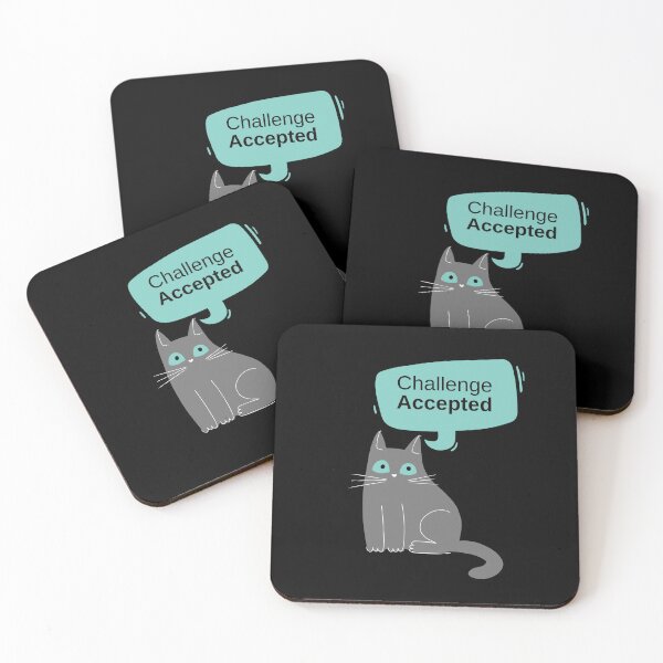 Item preview, Challenge Accepted – Cute Grey Cat Motivational Design designed and sold by Giota29.