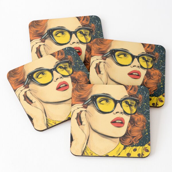 Item preview, Red-haired woman in bright glasses designed and sold by anytka.