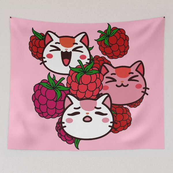 Item preview, Cute Kawaii Cats with Raspberries designed and sold by Kanniax.