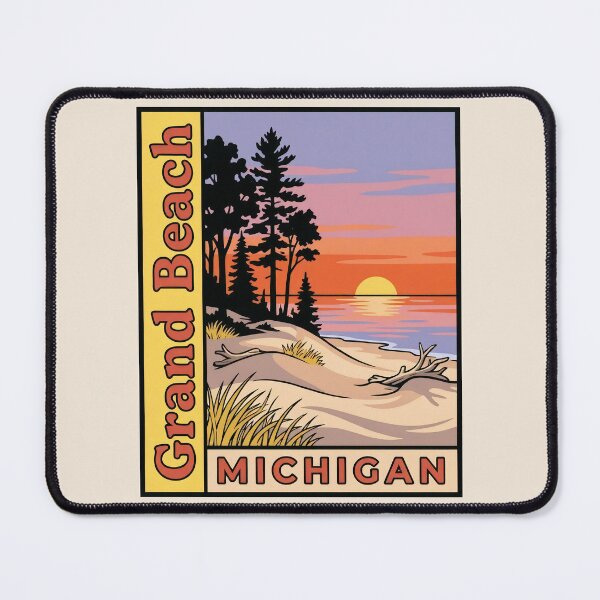 Item preview, Grand Beach Michigan - Vintage Lake Michigan Sunset Design designed and sold by TheOldMittenIllustrated.