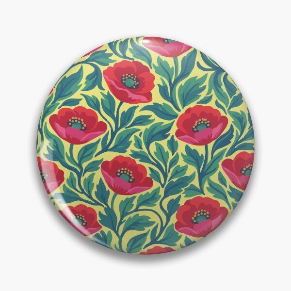 Item preview, Retro Modern Poppy Garden - Vibrant Red and Teal Floral Pattern designed and sold by DeeLulu.