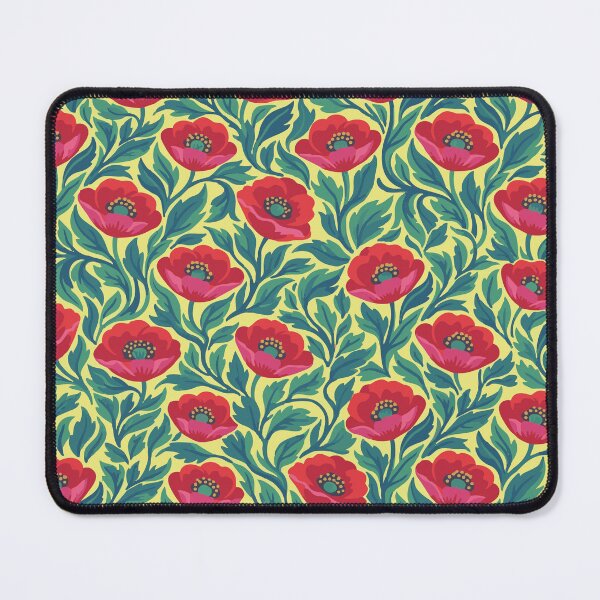 Item preview, Retro Modern Poppy Garden - Vibrant Red and Teal Floral Pattern designed and sold by DeeLulu.