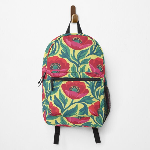 Item preview, Retro Modern Poppy Garden - Vibrant Red and Teal Floral Pattern designed and sold by DeeLulu.