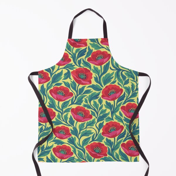 Item preview, Retro Modern Poppy Garden - Vibrant Red and Teal Floral Pattern designed and sold by DeeLulu.
