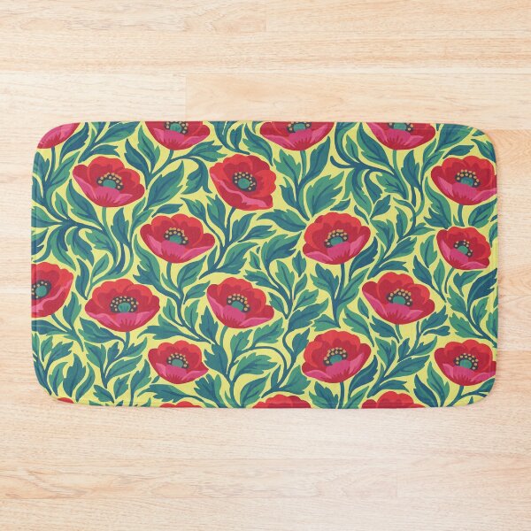 Item preview, Retro Modern Poppy Garden - Vibrant Red and Teal Floral Pattern designed and sold by DeeLulu.