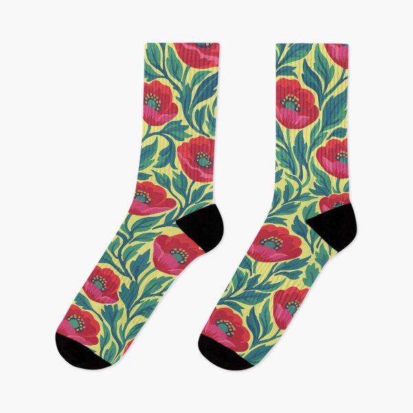 Item preview, Retro Modern Poppy Garden - Vibrant Red and Teal Floral Pattern designed and sold by DeeLulu.