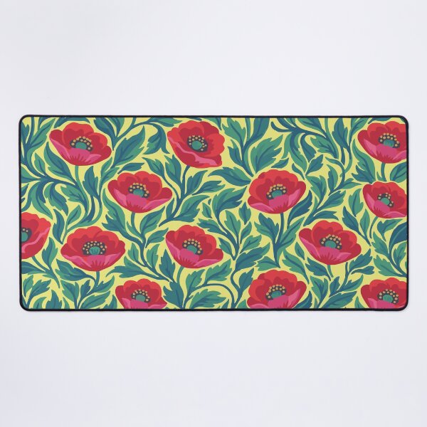 Item preview, Retro Modern Poppy Garden - Vibrant Red and Teal Floral Pattern designed and sold by DeeLulu.