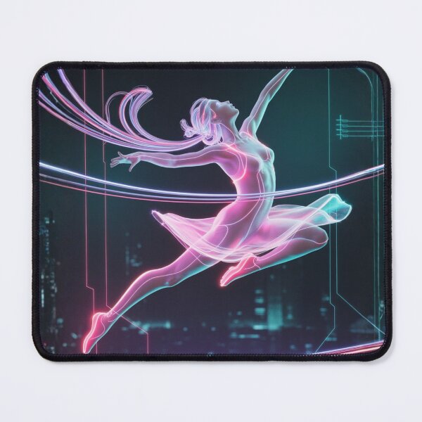 Item preview, Neon dreamscape dancer: futuristic cyber ballet art, glowing urban dance scene designed and sold by FusiTink.